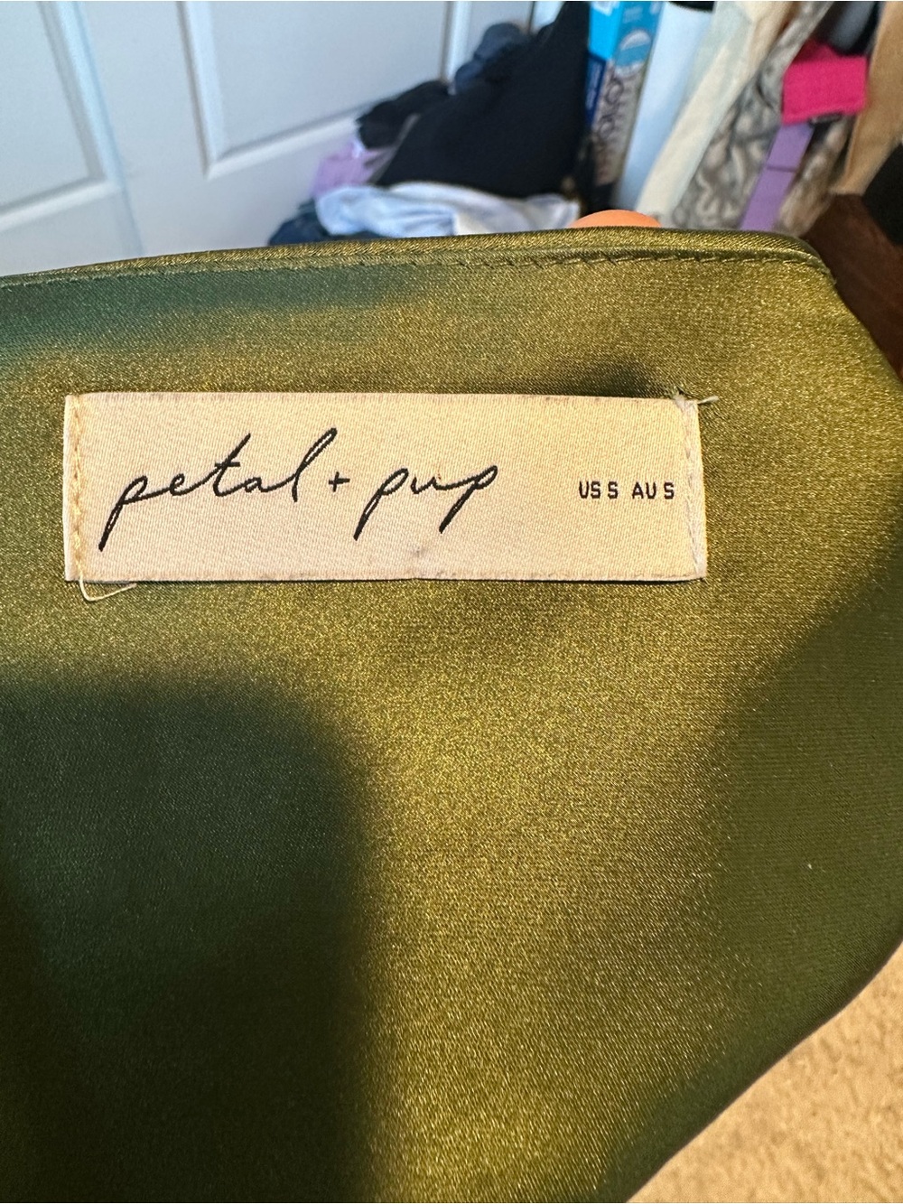 Petal & Pup Olive Green Satin Tie-Shoulder Maxi Dress - Picture 7 of 7